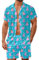 HUGLAZY Completo da uomo in 2 pezzi con camicia hawaiana a maniche corte e pantaloncini, da spiaggia, feste, discoteca, Anatra Rosa, Medium