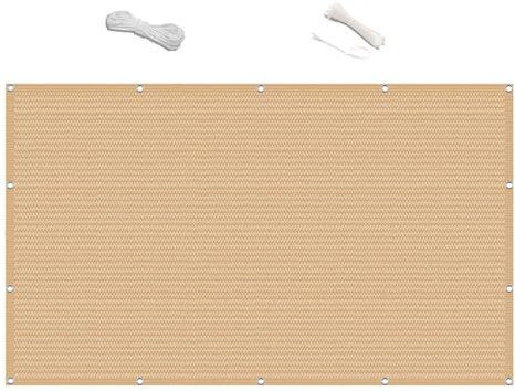 Balkon Sichtschutz Balkonabdeckung 1 x 8 m Wind- Und Wasserdurchlässig Wind- Und Uv-Schutz Balkon Sichtschutz Sonnensegel mit Ösen Und Kabelbinder für Den Gartenzaun, Sandgelb