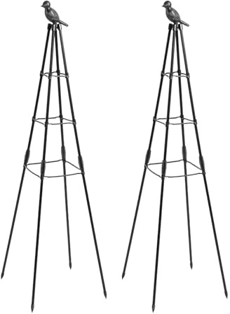 Dzaayediiy 200cm Garten Obelisk Rankhilfe für Kletterpflanzen, Metall Pflanzenstützen für Outdoorpflanzen 4-stöckige Pflanzenstütze für Reben & Blumen, Tomatenkäfigturm, Schwarz