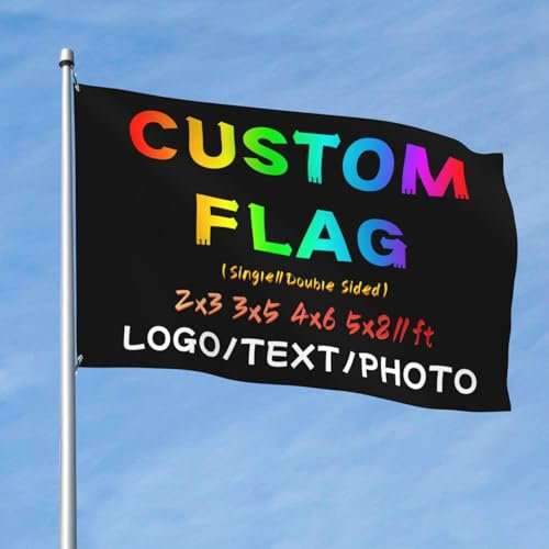 Personalisierte Flaggen mit Ösen - Gestalten Sie Ihr eigenes Banner mit Foto/Logo/Text, ideal für Outdoor-Events, Gartenpartys, 2x3 Ft, einseitig bedruckt.