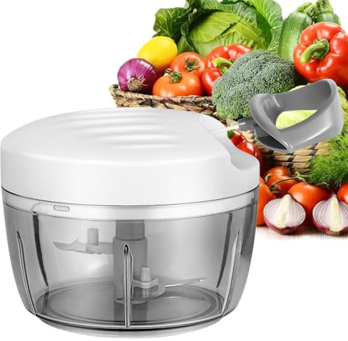 KMASHI Manual Onion Cutter, 550 ml Onion Chopper with Pulley, Vegetable Chopper Manual with Stainless Steel Blades, Multi Chopper for Vegetables, Onions, Nuts, Garlic