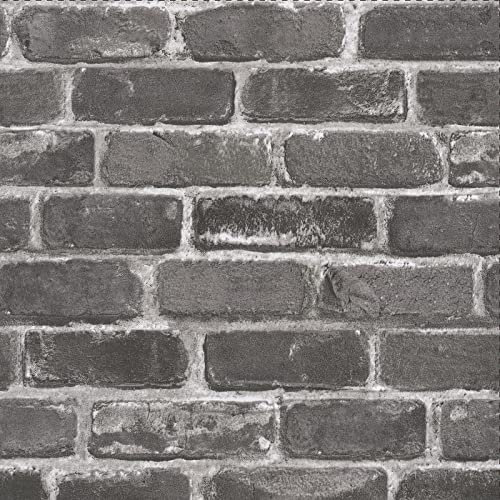 Tinicor Brick Self Adhesive Wallpaper, Gray Brick Effect Peel and Stick Wallpaper, Vinyl Waterproof Vintage Wall Paper, Sticky Back Contact Paper for Christmas House Wall Decor, ZW02443