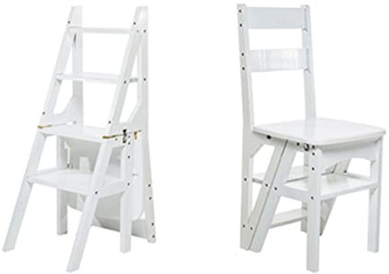 TZUGSM échelles, Tabouret d'échelle en Bois à 4 marches, escabeau Pliant, Chaise d'échelle Portable, escabeau Multifonction/Chaise d'escalier for Maison, bibliothèque, Bureau