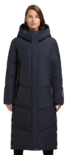 khujo Damen Wintermantel warmer Steppmantel extra lang mit zahlreichen Taschen und großer Kapuze Sonje6-YM XS-XXL