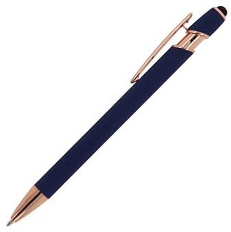 5x Touchpen Kugelschreiber Roségold / aus Metall / Soft-Touch / dunkelblau