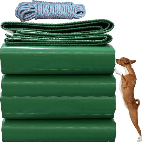 YANFEILI Heavy Duty Tarpaulin,6x12m 520g/m² sheet PVC Waterproof Ground Cover Thick Lorry Tarp Sheet for Reinforced Edges of roofs,Camping,Patios,Swimming Pools,Boats Green