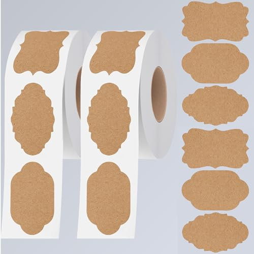 600 Stück Kraftpapier Etiketten Selbstklebend,Handmade Aufkleber zum Beschriften,Marmeladen Etiketten,Geschenkaufkleber für Marmeladengläser,Kraft Etiketten Aufkleber für Geschenktüten,Umschläge,Weihn