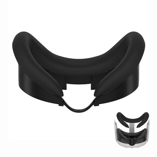 Funda de Silicona para Meta Quest 3 Auriculares, VR Máscara de Ojos de Silicona para Quest 3 Accesorios para Auriculares, Antisudor Cubierta Facial Compatible con Meta Quest 3 (Negro)