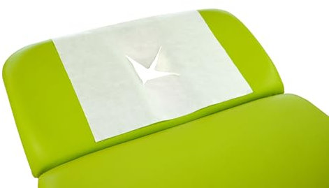 100 pezzi – Carta M (50 gsm, compostabile) – Rivestimento igienico / Salviette per il viso per lettini da massaggio con spacco nasale, 30 x 21 cm, misura universale per lettino da massaggio e terapia