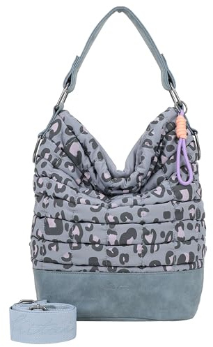 Fritzi Olga Limited Leo Bubble Soft Blue Hobo Bag Schultertasche Vegan Nylon Damen Handtasche Büro Stadt mit Magnetverschluss verstellbarem Schulterriemen 37 x 27 x 17 cm, Blau