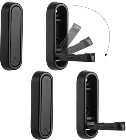 Foldable Wall Hook, Black, 4 Pack, Screw Mounted, Heavy Duty Coat Hooks | 90° Foldable Design, Wall Mounted, Zinc Alloy, Flip-Down Design, Includes Screws And Anchors, For Bedroom, Entryway, Closet
