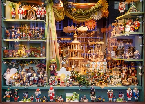 Puzzles for Adults 1000 Pieces Rothenburg Ob Der Tauber Germany Souvenir Shop Window Displaying Puzzles Bavarian Nutcracker Soldier Doll Puzzle Games for Adults Hard Challenging Jigsaw Puzzles