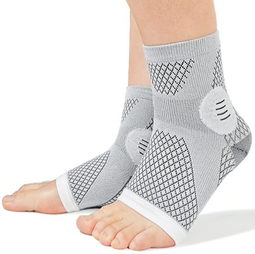 Lixinsunbu Medias de compresión para neuropatía - Medias de soporte sin dedos para fascitis plantar, hinchazón del pie Manchones de tobillo transpirables (Mediano, un par)
