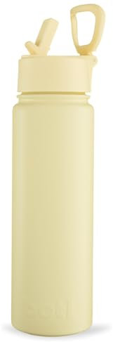 BOTL – Epic Stainless Steel Water Bottle, Leakproof Straw Lid, Insulated Bottle for Hot & Cold Drinks, 21oz 700ml sports cap with internal straw - Banana Yellow