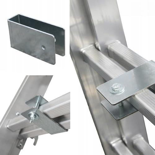 DRABEST - Verlängerung Leiter - Leiterverlängerung Industrieleiter 82x25 mm - Bodenunebenheiten ausgleichender Adapter - Holmverlängerung, Sicheres Aufstellen der Leiter auf Treppen und Treppenstufen