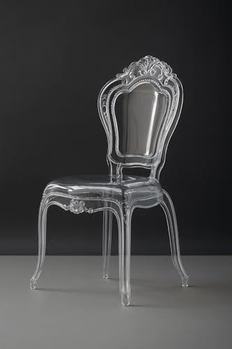 Biscottini Transparent Polycarbonate Chairs, Kitchen Chair, Living Room, 53 x 50 x 97.5 cm, Baroque Armchairs, Dining Room, Bedroom, Waterproof Plastic Chair, Elegant Wedding Ceremonies