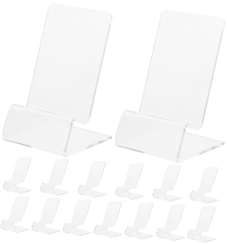 Artibetter 15pcs Transparent Cell Phone Holder for Desk Clear Acrylic Phone Stand for Smartphones and Tablets Stable Desktop Support for Office Home and Kitchen