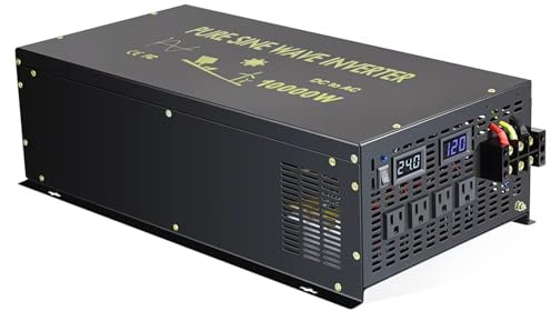 Convertisseur Onduleur De Batterie 12V 220V 10000 W À Onde Sinusoïdale Pure Convertisseur Panneau Solaire 24V/48V CC vers 110V/120V/230V/240V CA pour Pompe Power Inverter(110V,120V)