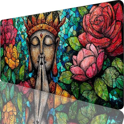 Rosa Mauspad XXL 900 x 400 x 4 mm, Groß Gaming Mauspad Zen Desk Mat mit Vernähte Kanten, Wasserdicht Anti-Rutsch Mousepad PC, Laptop Verbessert Präzision und Geschwindigkei für Büro Zuhause l-5236