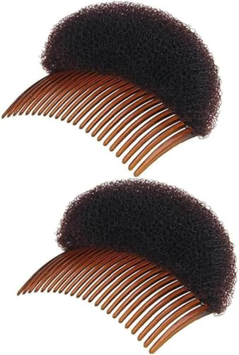 2 Stück braune weiche Schaumstoff-Haar-Clips, Haarkamm, Zopfwerkzeug, Styling-Zubehör, Basiseinsätze, Bump Up Hair Pads, Styling-Stick, Dutt-Macher, Zopfwerkzeug, Haarspangen