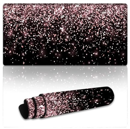 Tapis de souris gaming extra-large Rose Gold Falling (30,5 x 61 cm) - Bords cousus résistants - Tapis de bureau XXL pour clavier et souris - Base en caoutchouc antidérapante et résistante à l'eau