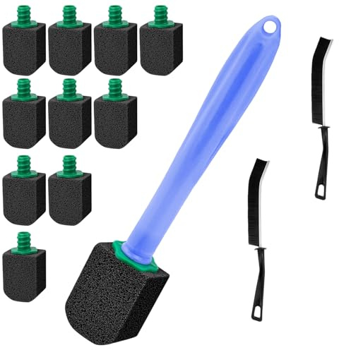 10 Pcs Piedra Pomez para Limpieza, Pómez para WC, Escobillas de Baño, Limpiadores de Inodoros para Limpiador WC Cocina y Baño, con 1 Mango y 2 Cepillos para Juntas