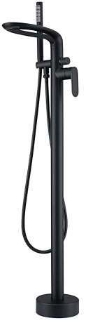 LKYLGYU Robinet de Baignoire sur Pied, mitigeur Cascade, Robinet de Baignoire avec douchette, en Laiton Noir, Fixation au Sol.