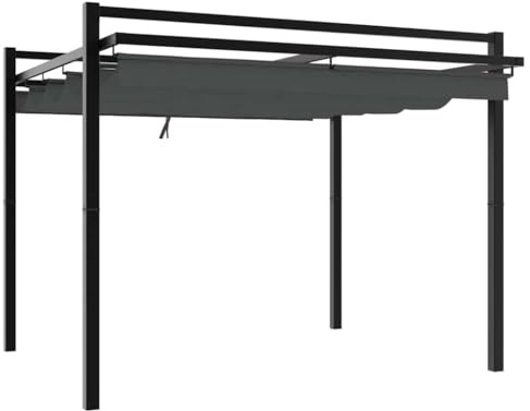 Pergola avec Toit Rétractable, Pergola Tonnelle de Jardin Extérieur Anthracite 3x3 m Aluminium
