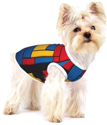The temptation of color Hundeweste für kleine Hunde, Baumwolle, atmungsaktives Haustier-T-Shirt mit einzigartigem Druck, Sommer-Welpenkleidung für Katzen