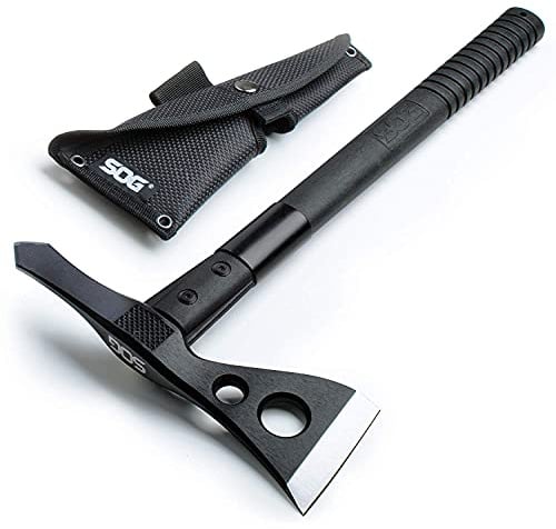 SOG Tactical Tomahawk- Throwing Hatchet, Versatile Survival Tactical Axe and Emergency Breaching Tool with Sheath (F01TN-CP)