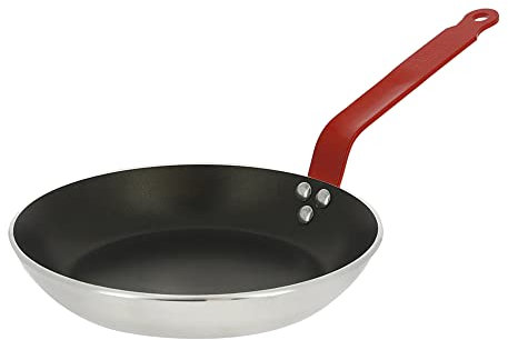 DE BUYER Choc Poêle Ronde Antiadhésive Aluminium 3 mm Epaisseur 28 cm Manche Rouge