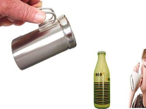 Milchtopf ohne Deckel 475ml + Dekomilch Glasflasche mit Deckel 1 Liter