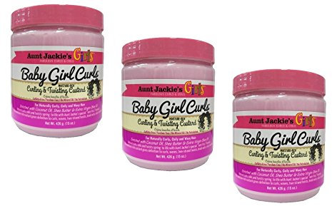 3x Aunt Jackie's Curls & Coils GIRLS Curling & Twisting Custard 426g (1278L)