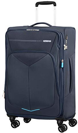 American Tourister Summerfunk - Spinner M, Erweiterbarer Koffer, 68 cm, 71.5/77 L, Blau (Navy)