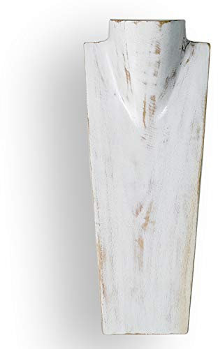 ART-CRAFT Halskettenständer Schmuckständer Kettendisplay Schmuckbüste aus Holz White-wash 40 cm