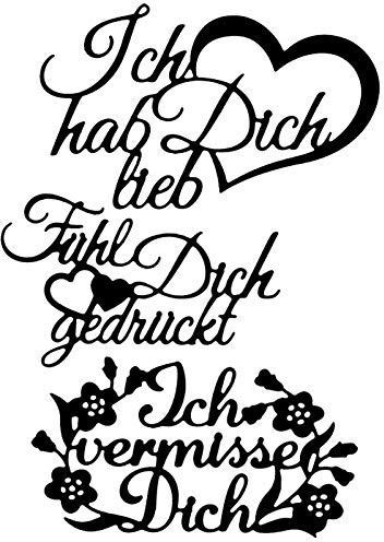Ideen mit Herz Stanzschablonen | Schriften | Liebe | 3 Stück