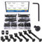 Glarks 141-teiliges Babybettschrauben-Hardware-Ersatz-Set, M6 x 15/25/35/45/55/65/75 mm, schwarze Innensechskantschrauben und Muttern, Sortiment-Set für Stuhl, Tisch, Schränke, Möbel