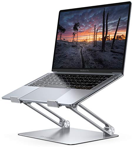 Lamicall Adjustable Laptop Stand, Portable Laptop Riser, Aluminum Laptop Stand for Desk Foldable, Ergonomic Computer Notebook Holder for MacBook Air Pro HP, Office Desk Accessories (10-17.3'')- Silver