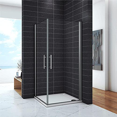 Box Doccia Angolare 187cm 2 Ante Porte Battente Vetro 6mm 90x90cm Cromo | Vetro Anticalcare,Trasparente,Anticalcare,Rotanti 180°,Montaggio reversibile