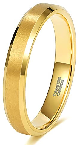 Zakk Ringe Herren Damen Gold Wolframcarbid Gebürstet Verlobungsringe Eheringe Partnerringe Trauringe 4mm 6mm 8mm (4mm,54 (17.2))
