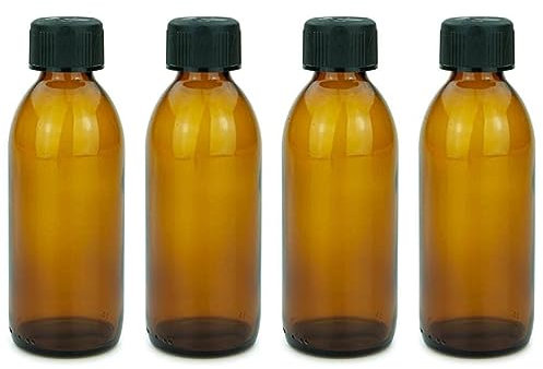 mikken 4 braune Glasflaschen 200 ml mit Schraubverschluss