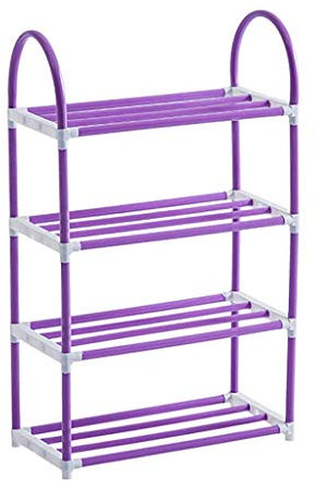 GHCXY Schuhregale Organizer, Stehender Kunststoff-Schuhregal Kreativ Mehrschichtiger Schuh Lagergestell Raumschoner Schuhkabinett Sammeln Sie Sonnenbrüche Lagerständerregal,Lila - 4 Schichten