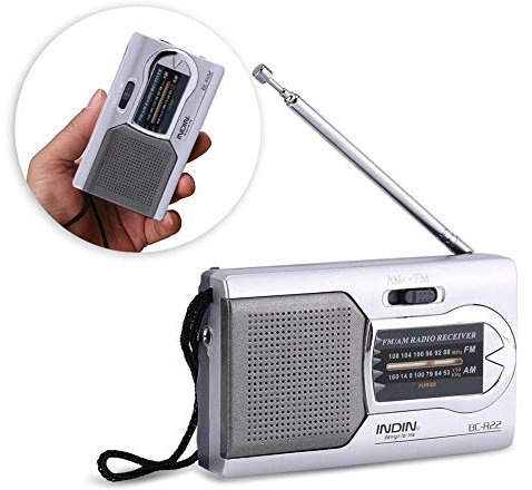 Goshyda Radio Portátil, Reproductor de Radio Am/FM con Batería, Mini Reproductor de Música de Radio Estéreo Portátil Delgado con Altavoz Incorporado, Plateado