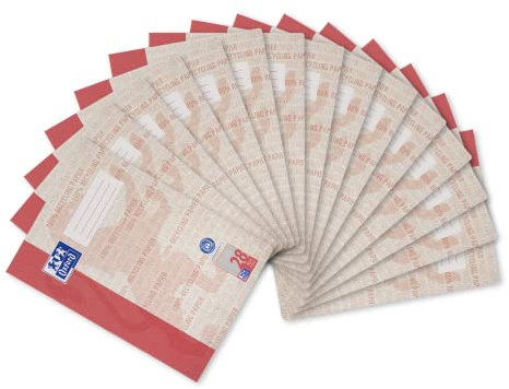 Oxford Schulheft A4 Recycling, 16 Blatt, Lineatur 28, kariert, 15 Stück