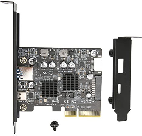 PCIE-USB-Erweiterungskarte, 2-Port USB 3.2 Gen (10 Gbit/s) PCI-Express-Controller-Karte – USB Typ C-ASM3142 Chipsatz für Desktop-PC-Hostkarte