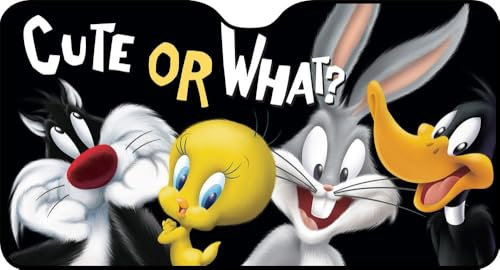 Warner Bros Parasol Delantero Coche niño niña Looney Tunes 130 x 70 cm Bugs Bunny Daffy Duck Titti Silvestro Sol protección Viajes, Negro