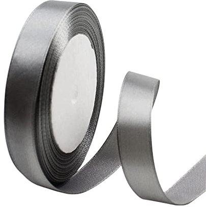 POPOYU Satinband Grau 15mm, 23 Meters Dekoration Präsent Geschenkband Breit Schleifenband, Stoffband für Kleid Hochzeit, Taufe und Geburtstag Geschenke,Satin Dekoband, Deko Band Geschenkverpackung