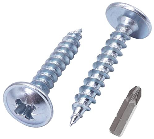 SKIR'CO Lot de 100 vis à bois en acier zingué 6,0 x 40 mm, vis en métal, tête gaufrée, Pozidriv, autotaraudeuses