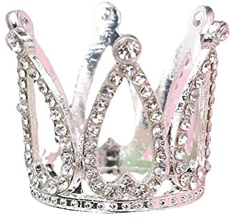 Tortendeko Geburtstag, Silber Krone Tortenaufsatz Mini Krone Kuchen Dekoration mit Strass und Perle Baby Shower Geburtstagsparty Hochzeit Tortendekoration Stirnband Kopfbedeckung für Kinder Mädchen