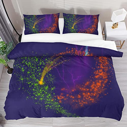 Y-DSIWX Bettwäsche-Set für Einzelbett, bunt, feuerfest, weicher Tencel-Bettbezug, Bettwäsche-Set für Kinder, Jungen, Mädchen, 3-teilig mit 2 Kissenbezügen, Reißverschluss
